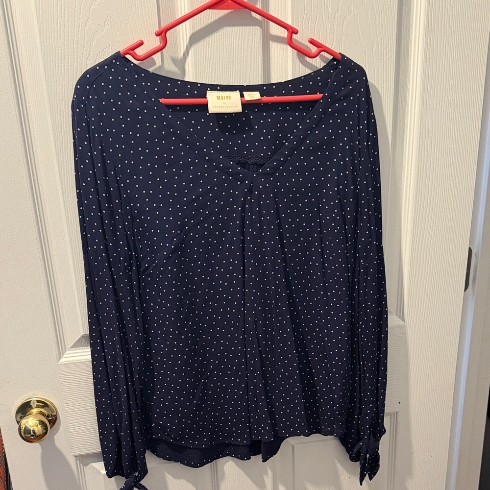 Maeve Navy Blouse with White Dots